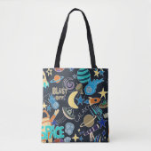 Doodle-patroon in de ruimte tote bag (Voorkant)