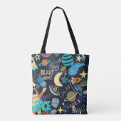 Doodle-patroon in de ruimte tote bag (Achterkant)