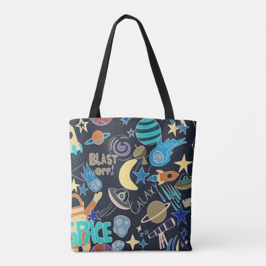 Doodle-patroon in de ruimte tote bag (Achterkant)