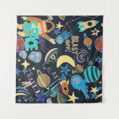 Doodle-patroon in de ruimte wandkleed (Voorkant (horizontaal))