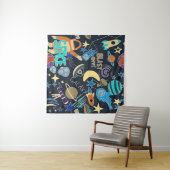 Doodle-patroon in de ruimte wandkleed (In Situ (horizontaal))
