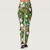 Doodle patroon pastel schaduw D Groen BG Leggings (Achterkant)