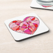 Doodle Pattern Heart Cork-Backed Onderzetter Set (Linkerzijde)