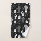 Doodle Pattern voor zwarte en witte cactus Bad Handdoek (Handdoek)