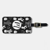 Doodle Pattern voor zwarte en witte cactus Bagagelabel (Voorkant horizontaal)