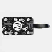 Doodle Pattern voor zwarte en witte cactus Bagagelabel (Achterkant horizontaal)