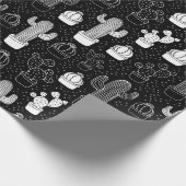 Doodle Pattern voor zwarte en witte cactus Cadeaupapier (Hoek)