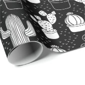 Doodle Pattern voor zwarte en witte cactus Cadeaupapier (Rol Hoek)