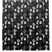 Doodle Pattern voor zwarte en witte cactus Douchegordijn (Voorkant)