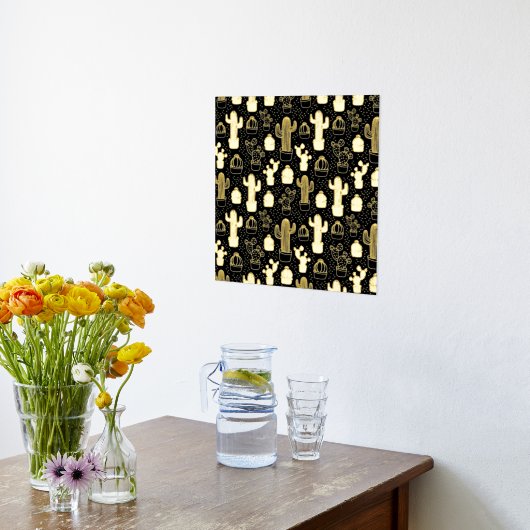 Doodle Pattern voor zwarte en witte cactus Folie Afdrukken (Laag (Keuken))