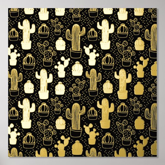 Doodle Pattern voor zwarte en witte cactus Folie Afdrukken (Voorkant)