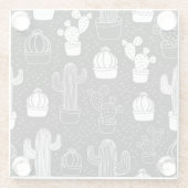 Doodle Pattern voor zwarte en witte cactus Glazen Onderzetter (Achterkant)