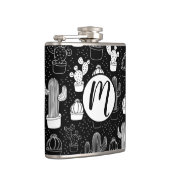Doodle Pattern voor zwarte en witte cactus Heupfles (Rechts)