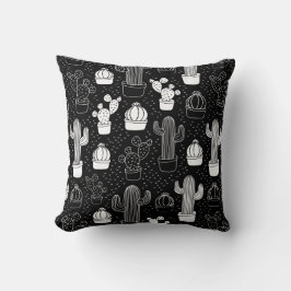Doodle Pattern voor zwarte en witte cactus Kussen