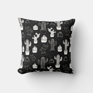 Doodle Pattern voor zwarte en witte cactus Kussen