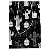 Doodle Pattern voor zwarte en witte cactus Medium Cadeauzakje (Voorkant)