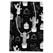 Doodle Pattern voor zwarte en witte cactus Medium Cadeauzakje (Achterkant)