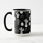 Doodle Pattern voor zwarte en witte cactus Mok (Links)