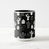 Doodle Pattern voor zwarte en witte cactus Mok (Midden)