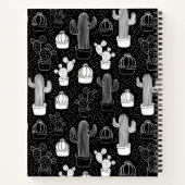 Doodle Pattern voor zwarte en witte cactus Notitieboek (Achterkant)
