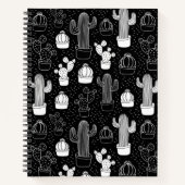 Doodle Pattern voor zwarte en witte cactus Notitieboek (Voorkant)