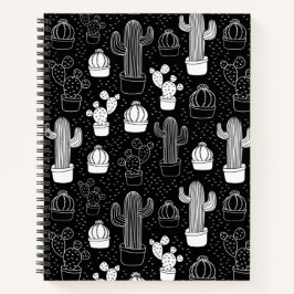 Doodle Pattern voor zwarte en witte cactus Notitieboek