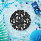 Doodle Pattern voor zwarte en witte cactus Papieren Bordje (Feest)