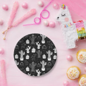 Doodle Pattern voor zwarte en witte cactus Papieren Bordje (Feest)