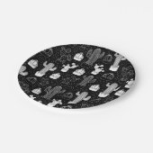 Doodle Pattern voor zwarte en witte cactus Papieren Bordje (Gekanteld)