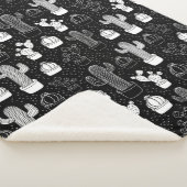 Doodle Pattern voor zwarte en witte cactus Sherpa Deken (3/4)