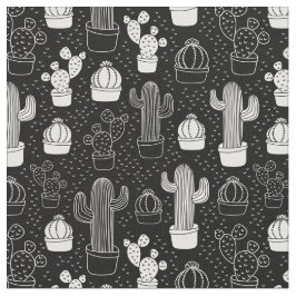 Doodle Pattern voor zwarte en witte cactus Stof