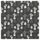 Doodle Pattern voor zwarte en witte cactus Stof (Swatch)