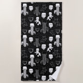 Doodle Pattern voor zwarte en witte cactus Strandlaken (Voorkant)