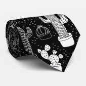 Doodle Pattern voor zwarte en witte cactus Stropdas (Opgerold)