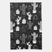 Doodle Pattern voor zwarte en witte cactus Theedoek (Verticaal)