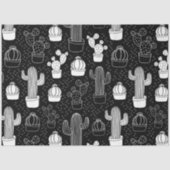 Doodle Pattern voor zwarte en witte cactus Tissuepapier (Voorkant)