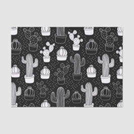 Doodle Pattern voor zwarte en witte cactus Tissuepapier