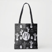 Doodle Pattern voor zwarte en witte cactus Tote Bag (Voorkant)