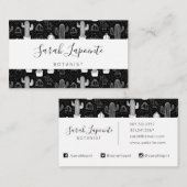 Doodle Pattern voor zwarte en witte cactus Visitekaartje (Voorkant / Achterkant)