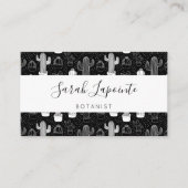 Doodle Pattern voor zwarte en witte cactus Visitekaartje (Voorkant)