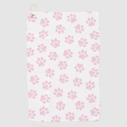 Doodle Paws, Dog Paws, Baby Pink Paws Golfhanddoek (Voorkant)