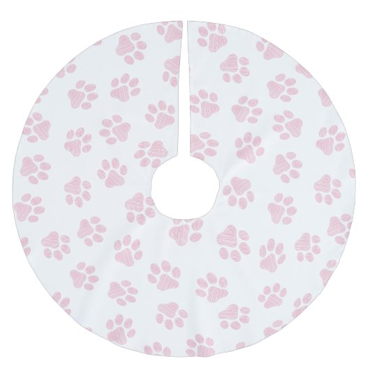 Doodle Paws, Dog Paws, Baby Pink Paws Kerstboom Rok (Voorkant)