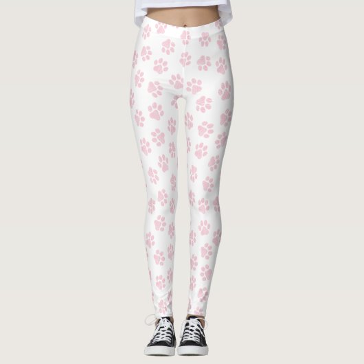 Doodle Paws, Dog Paws, Baby Pink Paws Leggings (Voorkant)