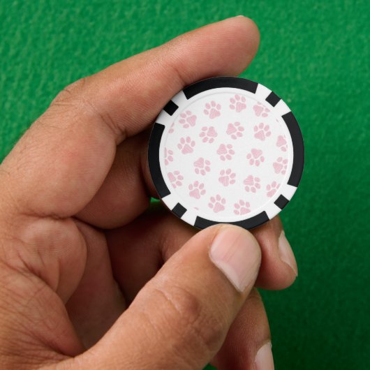 Doodle Paws, Dog Paws, Baby Pink Paws Poker Chips (Hand)