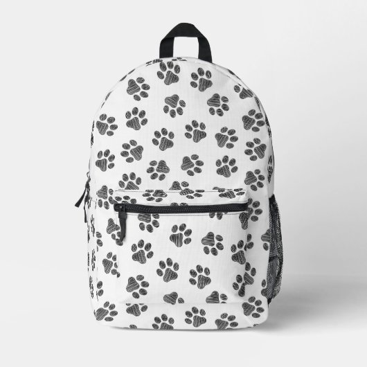 Doodle Paws, Dog Paws, Black Paws Bedrukte Rugzak (Voorkant)