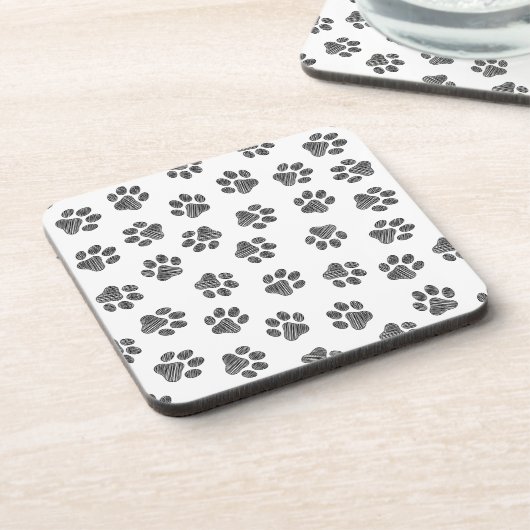 Doodle Paws, Dog Paws, Black Paws Bier Onderzetter (Linkerzijde)