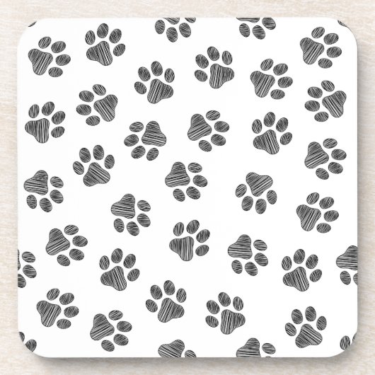 Doodle Paws, Dog Paws, Black Paws Bier Onderzetter (Voorkant)