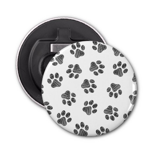 Doodle Paws, Dog Paws, Black Paws Button Flesopener (Voorkant)