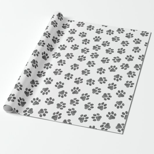 Doodle Paws, Dog Paws, Black Paws Cadeaupapier (Uitgerold)