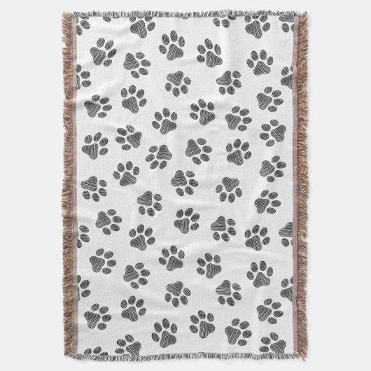 Doodle Paws, Dog Paws, Black Paws Deken (Voorkant Verticaal)